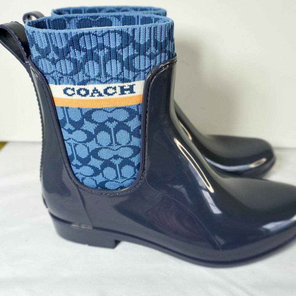 Coach Rivington Blue Rain Booties Ankle Boots Outdoor Garden Work Shoes New Sz 8 - Picture 6 of 10